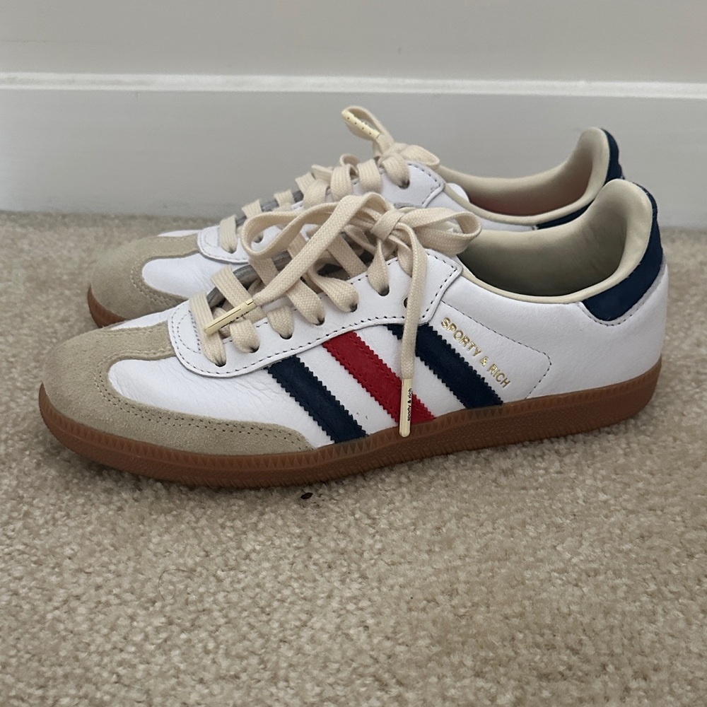Adidas Sambas Sneakers with Navy and Red Stripes